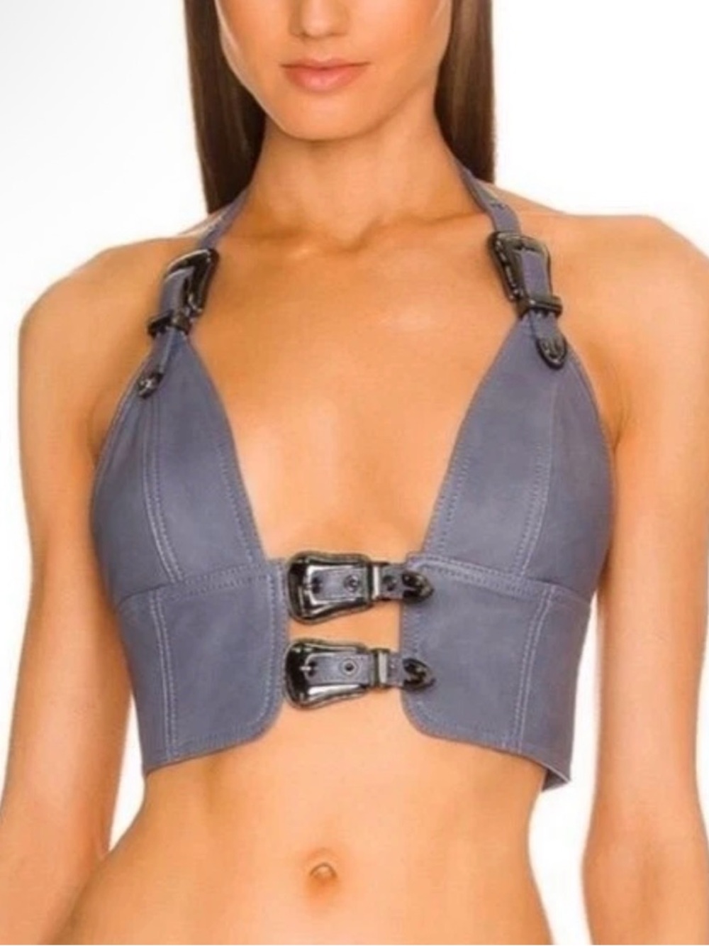 Sold out DUNDAS x Revolve Leather Buckle Halter Crop Top